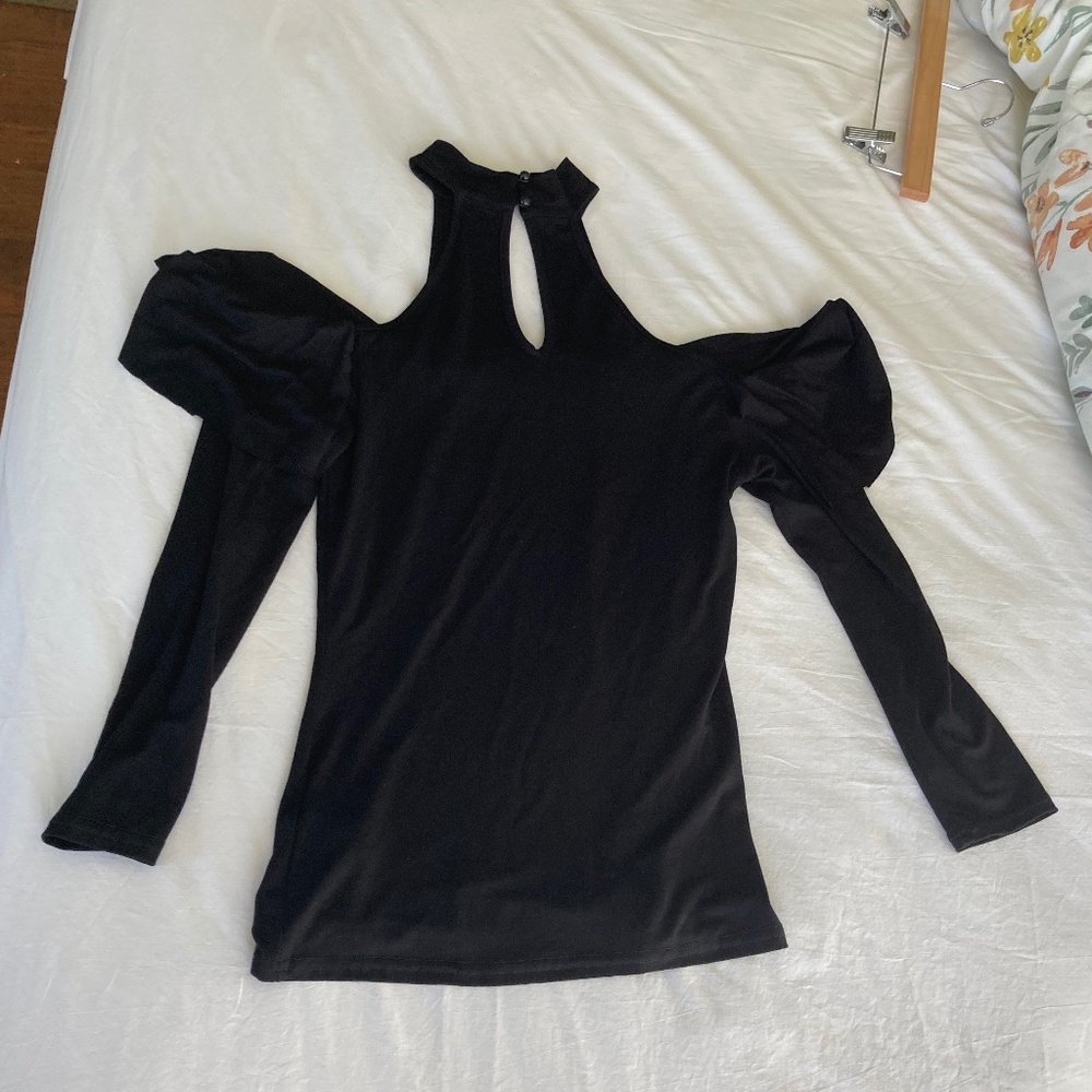 Venus Black Small Cold Shoulder Top